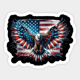 Eagle and the American flag; red white blue; American; America; USA; United states; US; patriotic; 4th July; fourth of July; independence day; celebrate; proud; stars and stripes; American flag; American eagle; Sticker